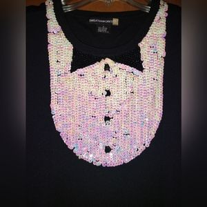 Sequin tuxedo style top